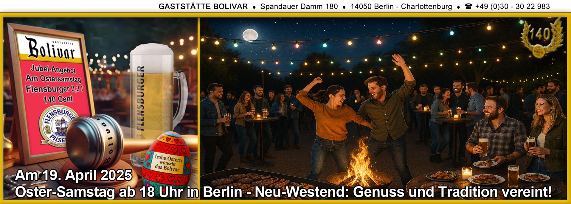 19. April 2025 - Ostersamstag ab 18 Uhr in Berlin - Neu-Westend