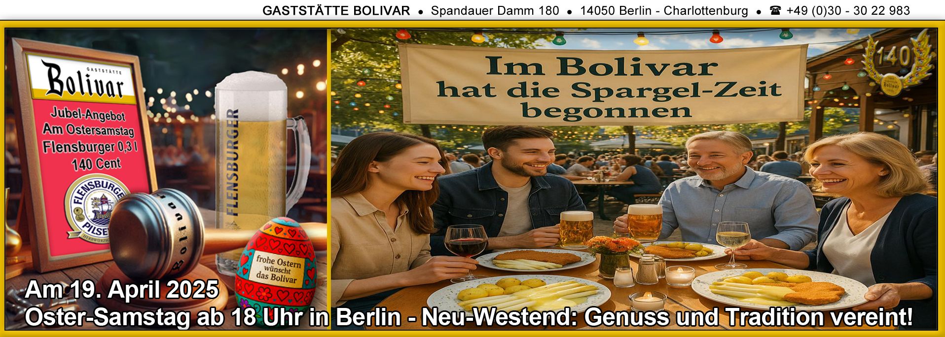 19. April 2025 - Ostersamstag ab 18 Uhr in Berlin - Neu-Westend