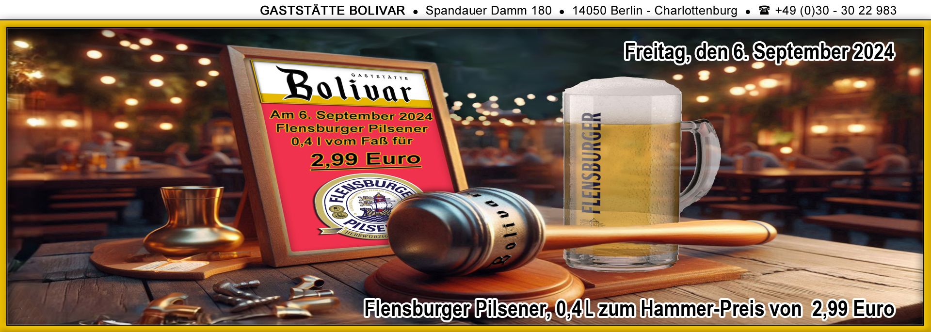 Genießen Sie ein frisch gezapftes Flensburger Pilsener vom Fass, 0,4 Liter für nur 2,99 Euro!