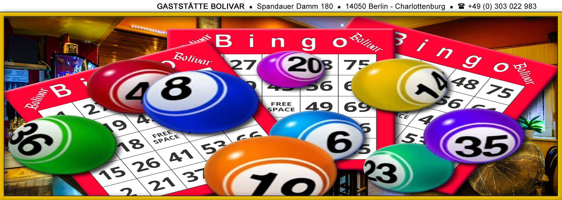 Bingo spielen in Charlottenburg-Wilmersdorf, im Kiez vom Westend, im Bolivar, mit Imbiss, Spaß und Spannung