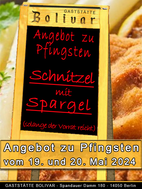 18., 19. und 20. Mai 2024 - Pfingsten - Sonntag und Montag Spargel-Essen! Ein super Angebot