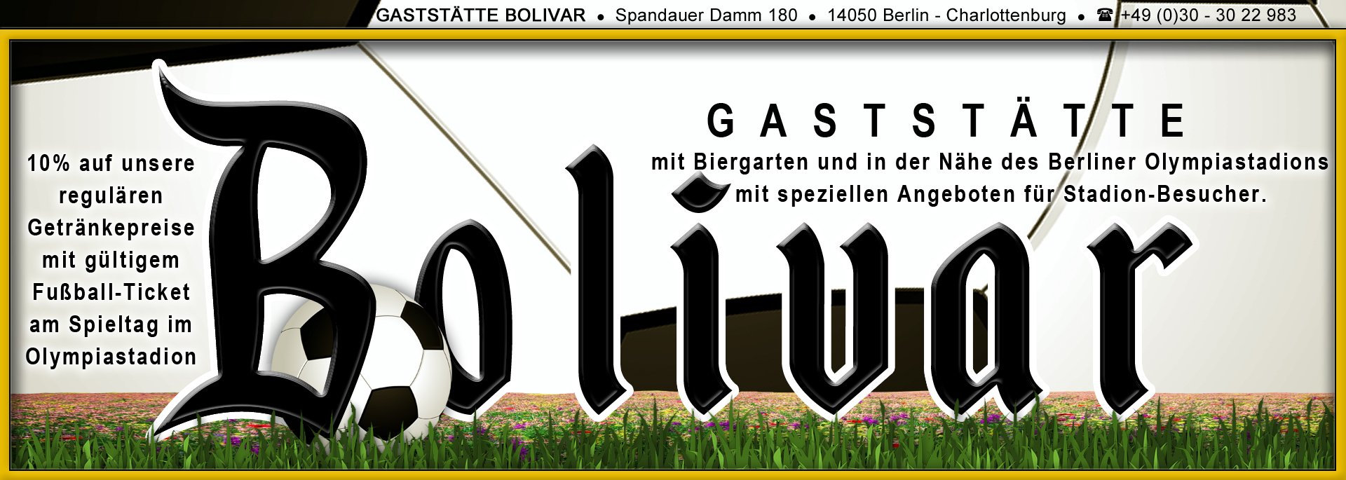 Regeln für das Berliner Olympiastadion gibt es viele - Unsere ist die wichtigste gut vorher zu essen und etwas zu trinken - Dieses am besten auf der Terrasse im Bolivar - Die Gaststätte mit einem der schönsten Biergärten am Berliner Olympia-Stadion