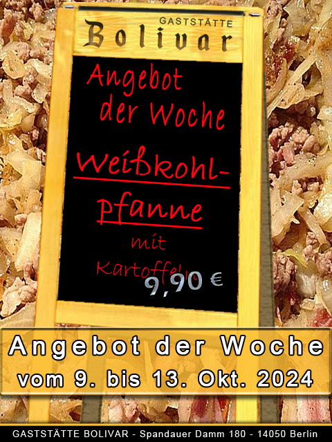 Angebot der Woche vom 9 bis 13 Oktober 2024 - Weißkohlpfanne