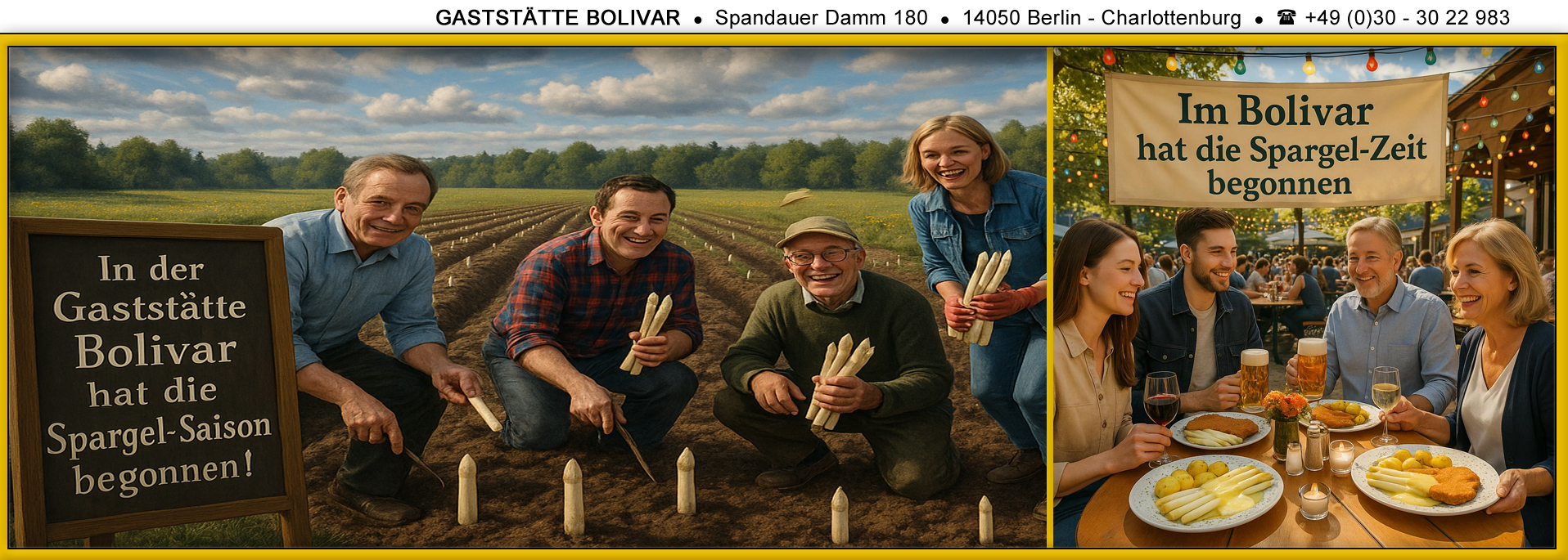 Angebot der Woche - vom 7 bis 11 Mai 2025 - Spargel mit Prosciutto Schinken! Ein super Angebot - Wohin in Berlin - In den sonnigen Biergarten vom Bolivar!