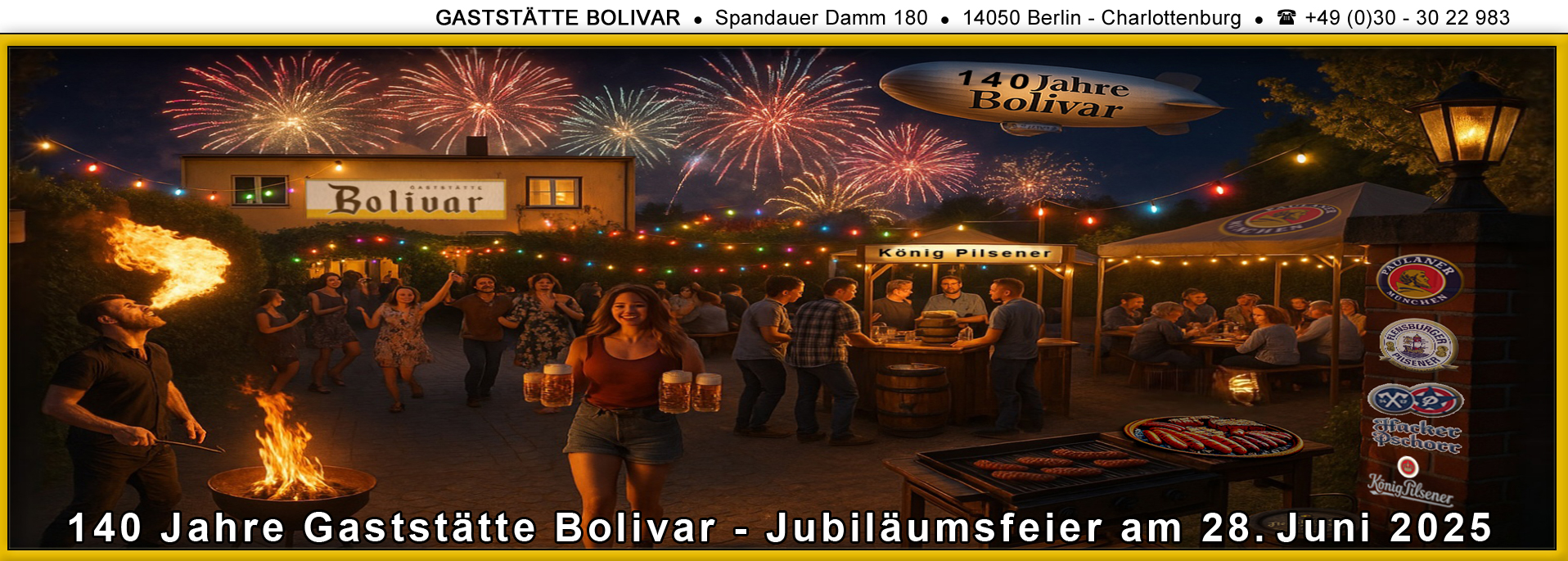 Jubiläumsfeier am 28 Juni 2025 - 140 Jahre Gaststätte in Neu-Westend - Ein Fest für die Sinne
