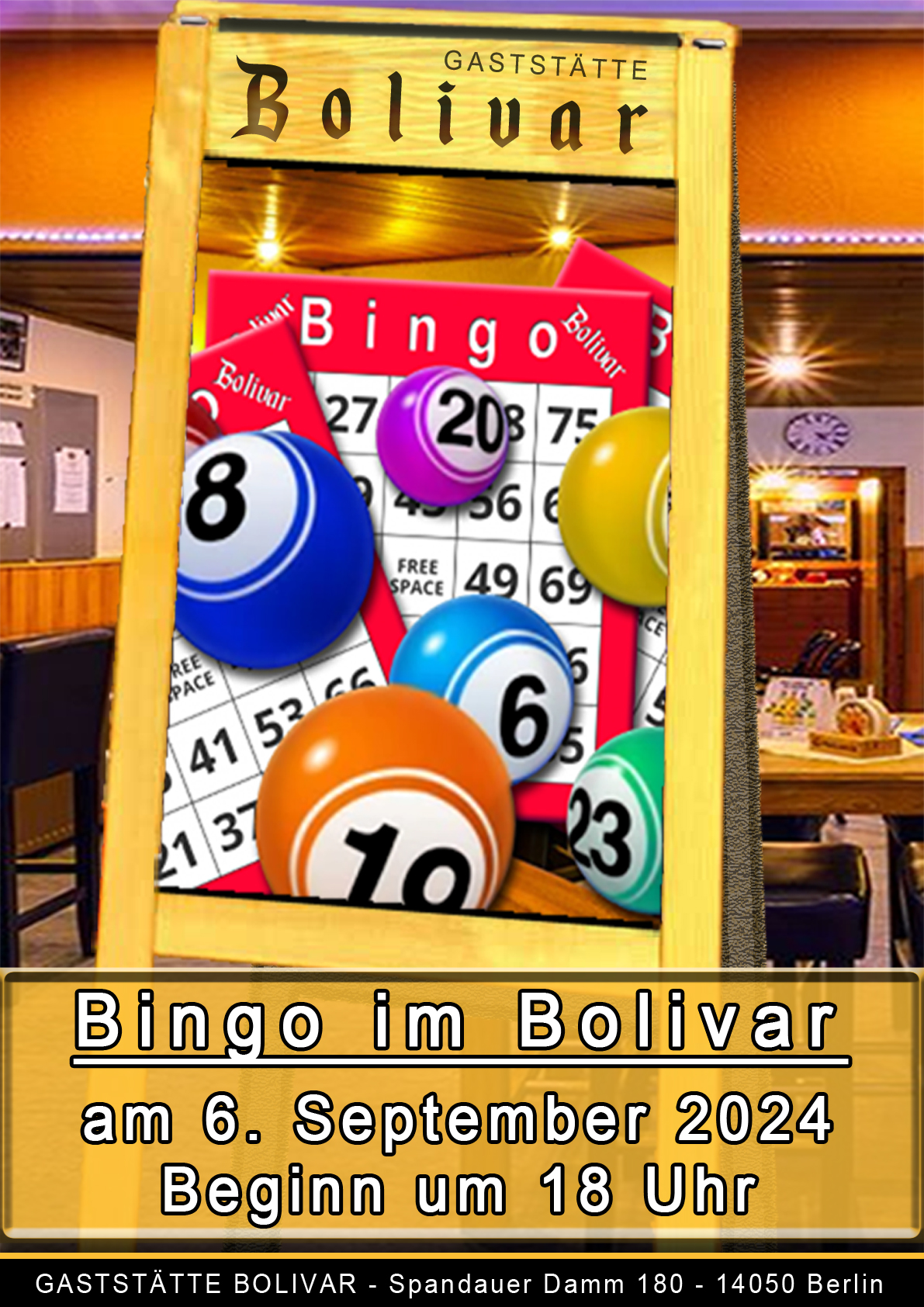 Bingo in Berlin - Charlottenburg - Neu-Westend, am 6. September 2024, ab 18 Uhr
