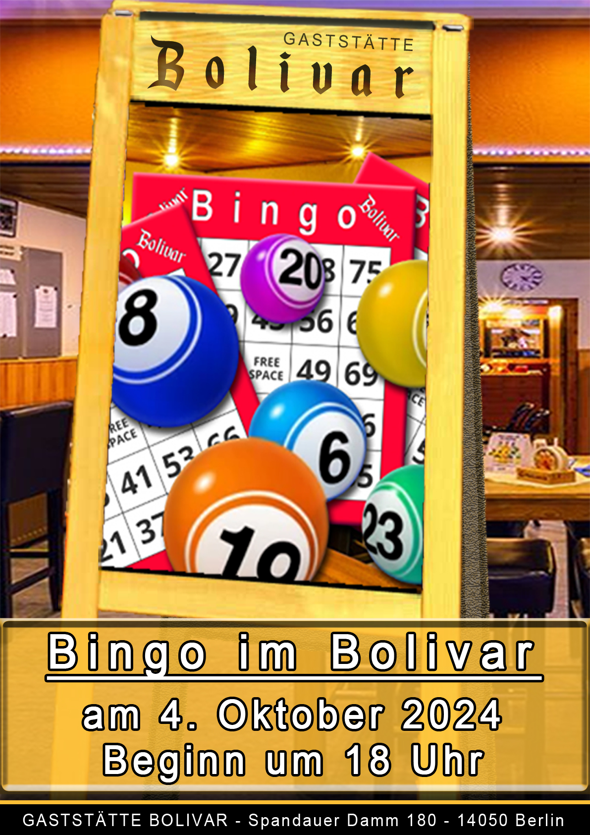 Bingo in Berlin - Charlottenburg - Neu-Westend, am 4. Oktober 2024, ab 18 Uhr