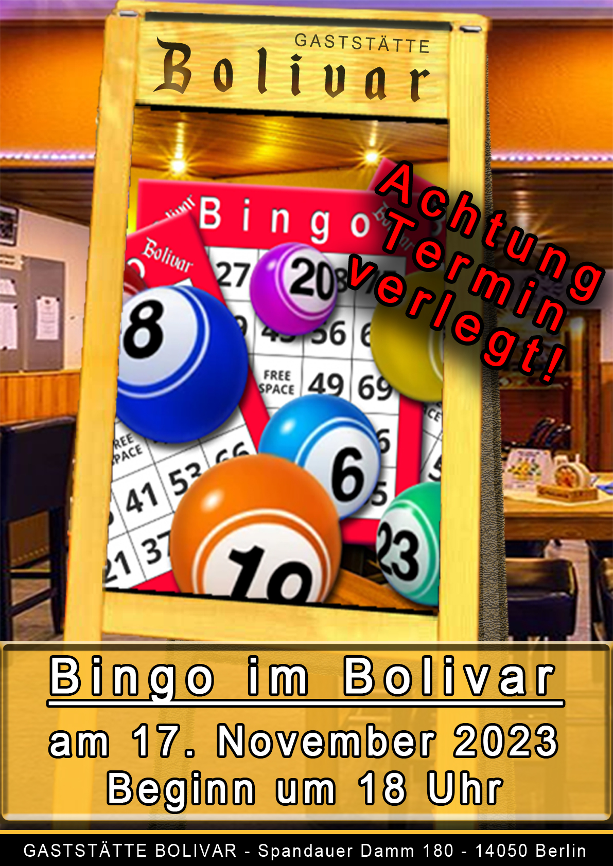 Bingo in Berlin - Charlottenburg - Neu-Westend, am 3. November 2023, ab 18 Uhr