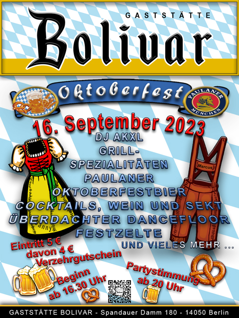 Oktoberfest 2023, am 16. September 2023 im Bolivar, in Berlin - Charlottenburg - Westend - mit Tanz